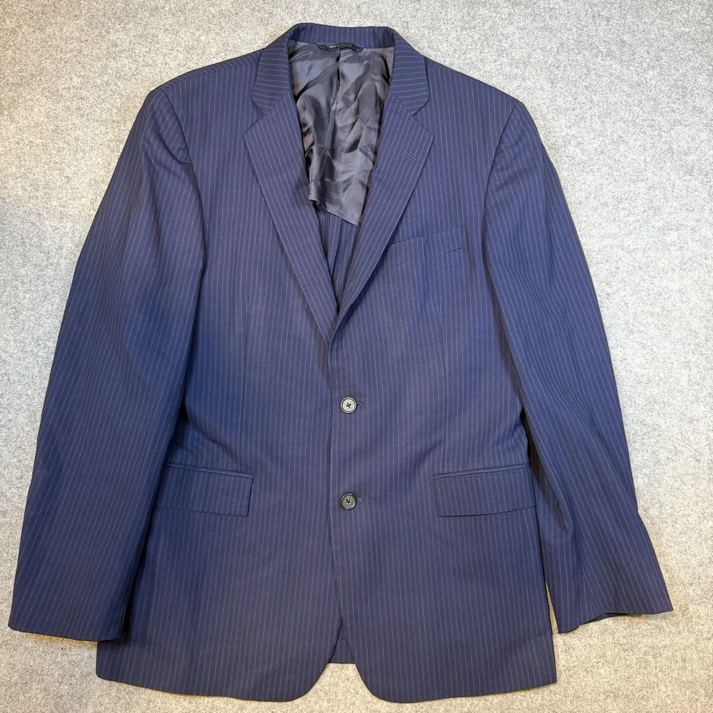 Brooks Brothers Suit Jacket Mens 40R Blue Pinstripe Wool Brookscool Regent